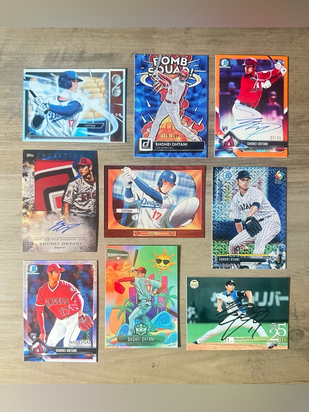 Topps Shohei Ohtani Trading Cards - Blue, Red, Orange, Green